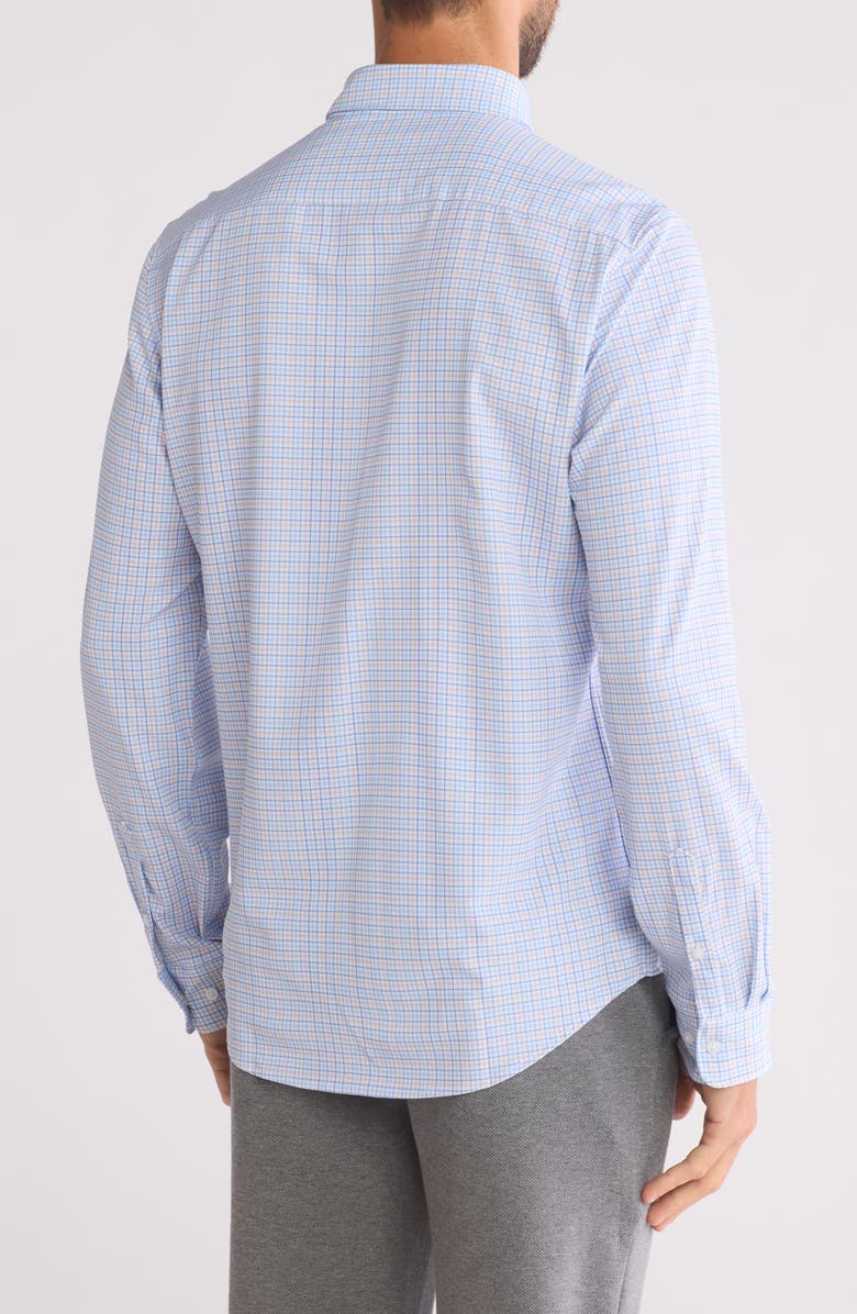 DENIM AND FLOWER Plaid Tech Button-Down Shirt, Alternate, color, White/ Blue