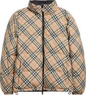 Burberry Snowdon Check Down Puffer Jacket with Stowaway Hood