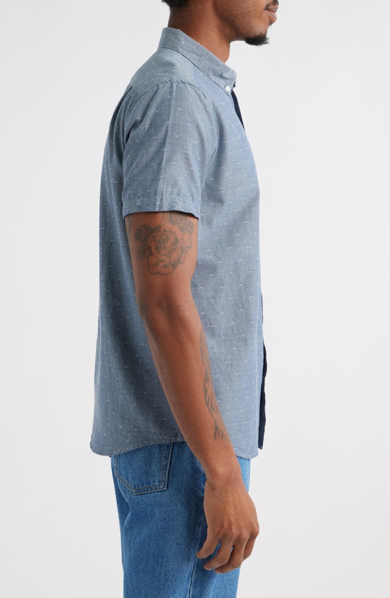 RVCA That
ll Do Slim Fit Solid Short Sleeve Cotton Button-Down Shirt, Alternate, color, Dark Denim