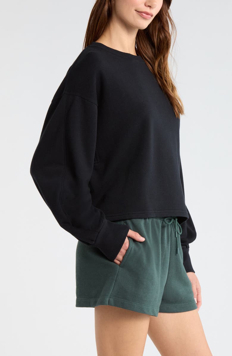 Zella Go Easy Crewneck Sweatshirt, Alternate, color, Black