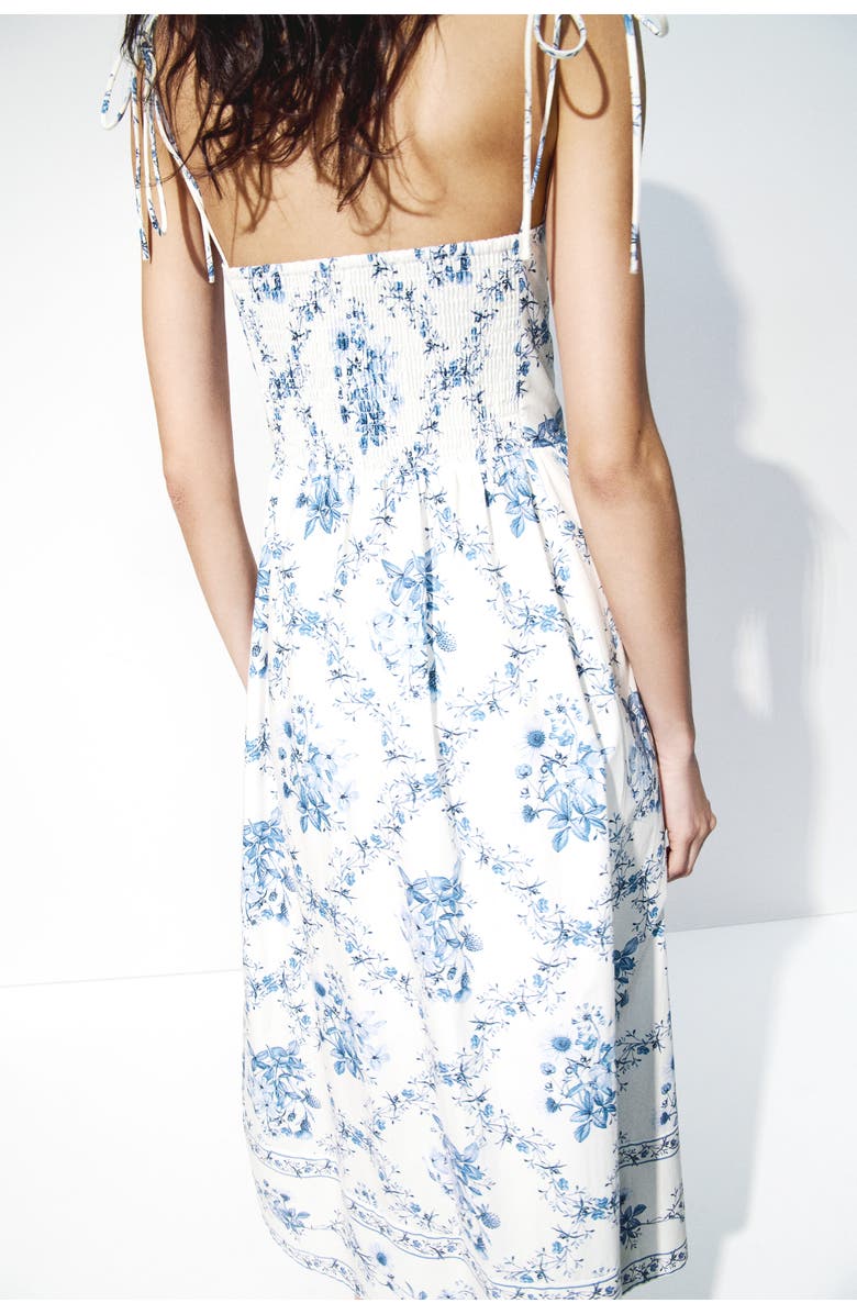 H&M Flared-skirt strappy dress, Alternate, color, White/Blue Floral