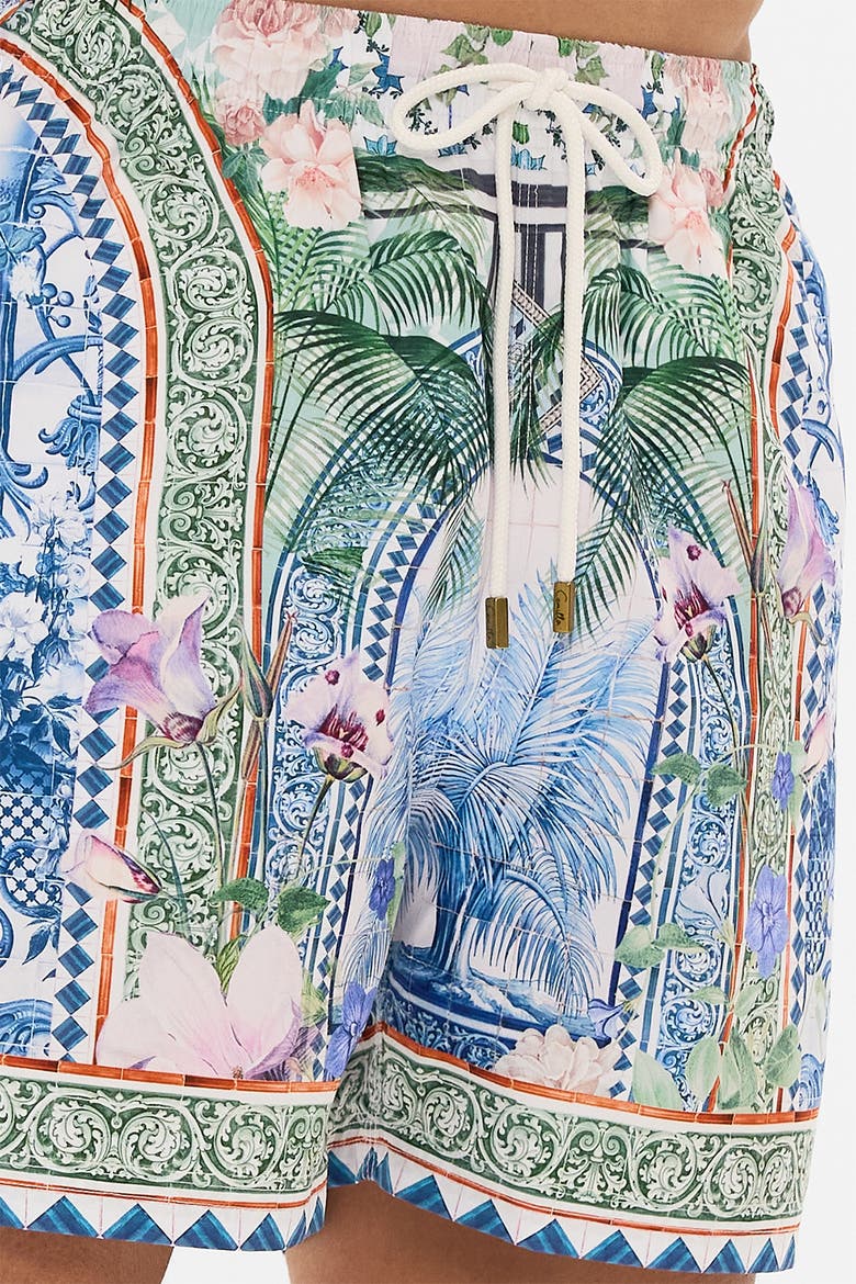 Mid Length Boardshort With Elastic Waist Jardim Party, Alternate, color, Jardim Party