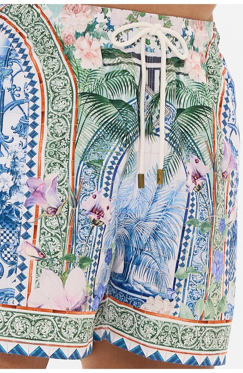 Hotel Franks By Camilla Mid Length Boardshort With Elastic Waist Jardim Party, Alternate, color, Jardim Party