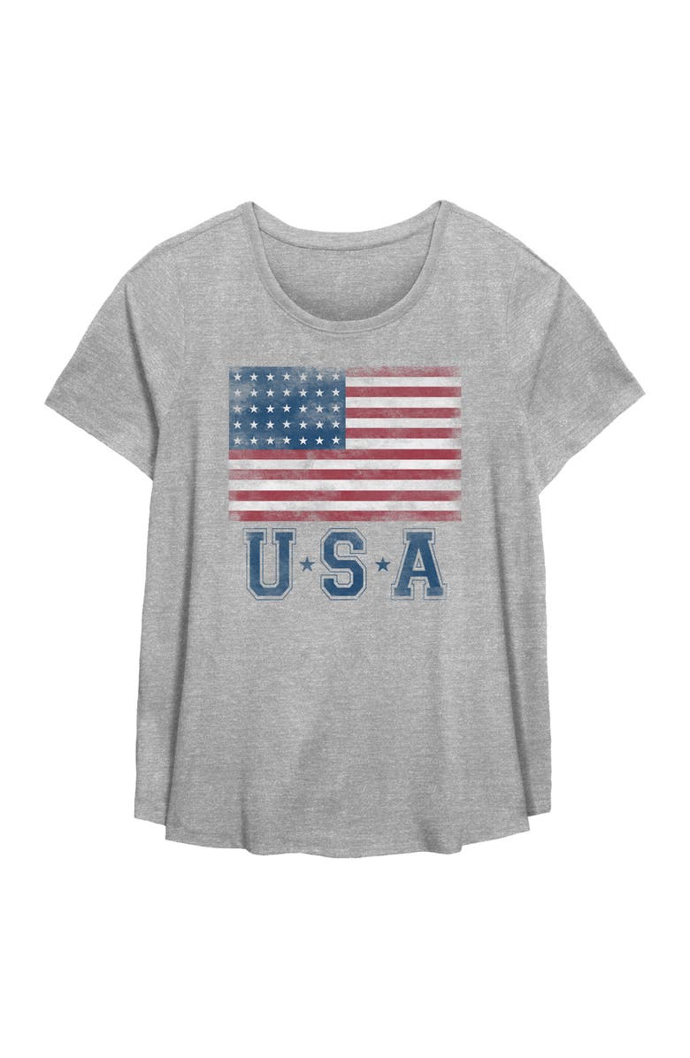 Lost Gods Women's Lost Gods Fourth of July Vintage American Flag Graphic T-Shirt, Main, color, Heather Gray