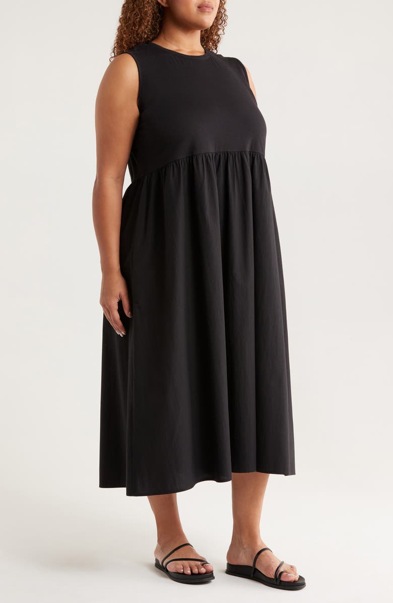 Eileen Fisher Mixed Media Maxi Dress, Alternate, color, Black