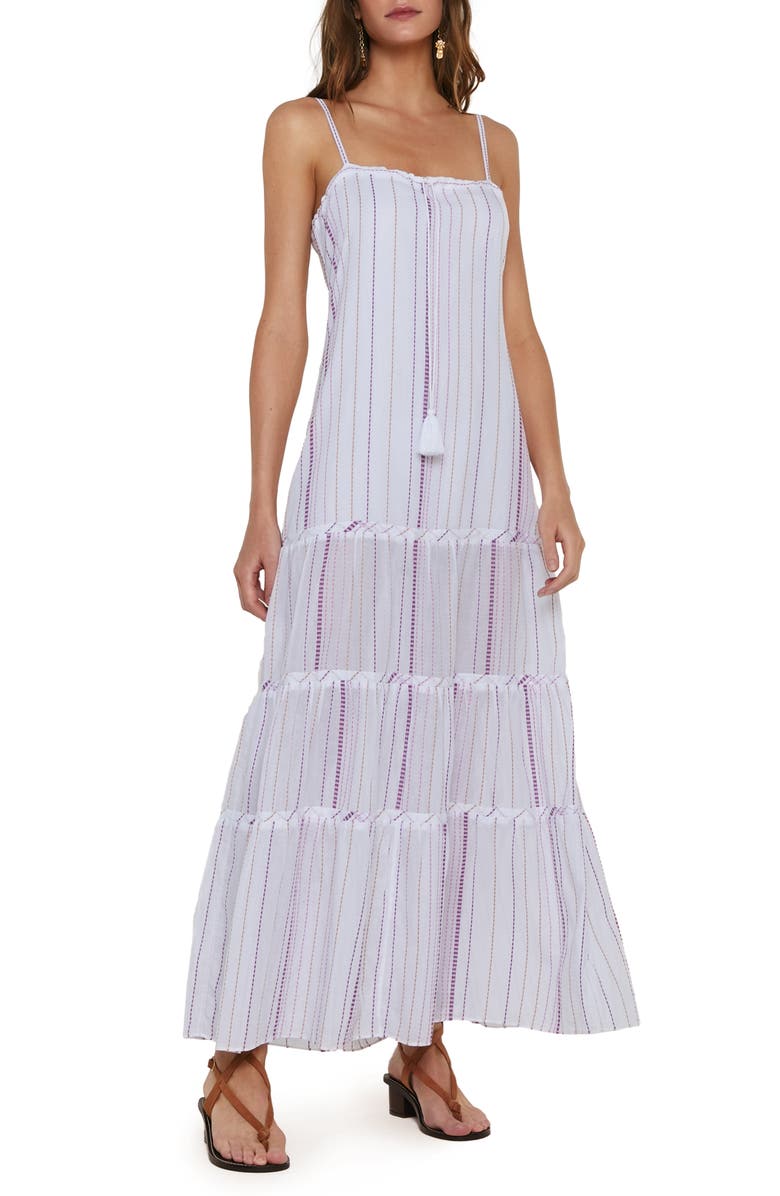 ViX Paula Hermanny ViX Swimwear Fran Stripe Cover-Up Maxi Dress, Main, color, 