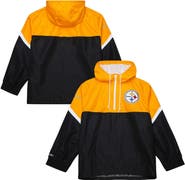 Mitchell & Ness Men's Mitchell & Ness Gold/Black Pittsburgh Steelers Tie Breaker Vintage Logo Lightweight Anorak Half-Zip Windbreaker