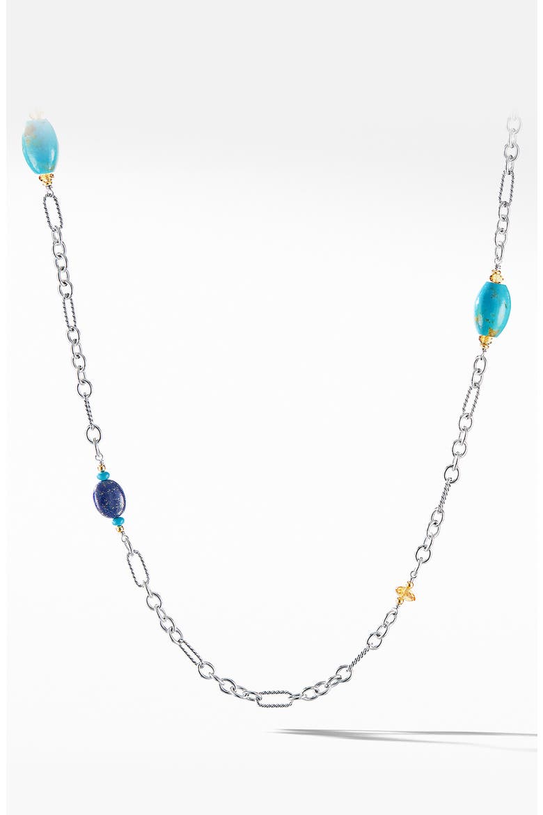 Signature Bead and Chain Necklace with Turquoise and 18K Yellow Gold, Main, color, LAPIS LAZULI