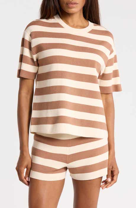 Stripe Short Sleeve Sweater