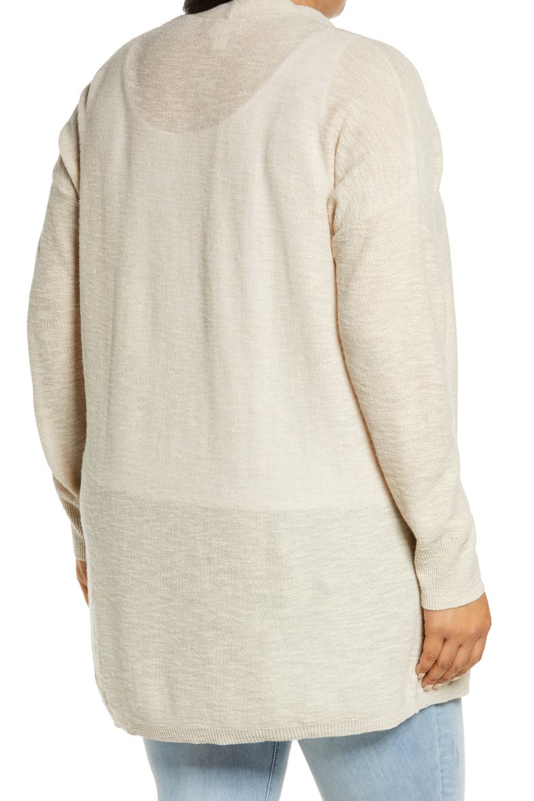 Linen & Cotton Open Front Cardigan, Alternate, color, BEIGE OATMEAL