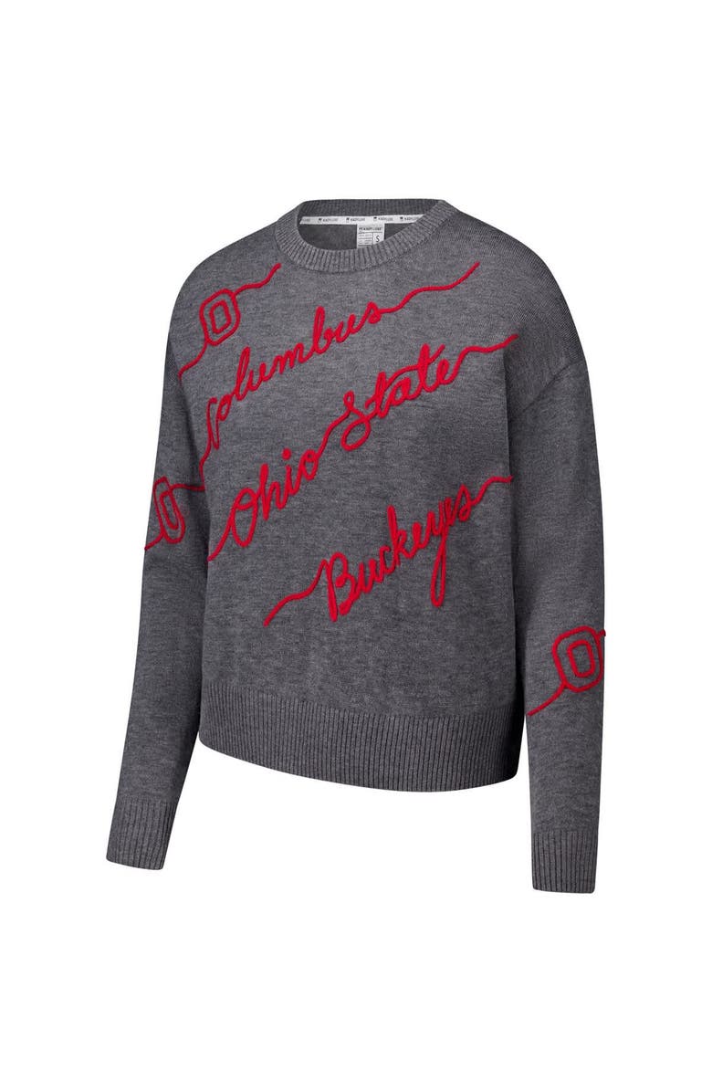 KADYLUXE Women's Gray Ohio State Buckeyes Love Note Embroidered Sweater, Alternate, color, Gray