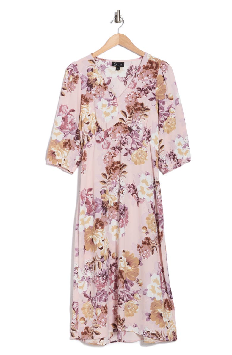 Connected Apparel Balloon Sleeve Midi Dress, Alternate, color, Mauve