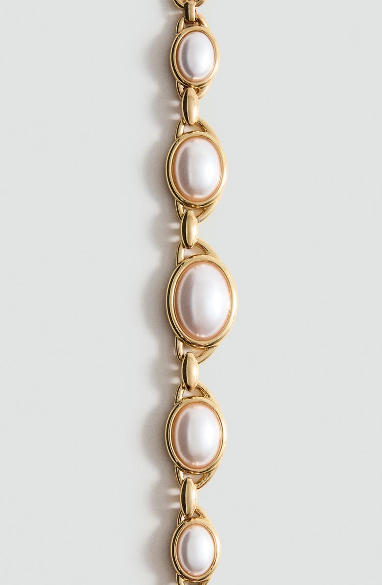 MANGO Faux Pearl Necklace, Alternate, color, Gold