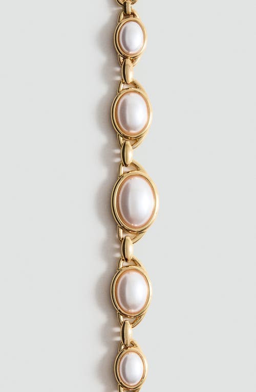 Mango Faux Pearl Necklace In Gold