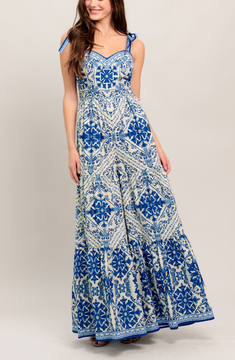 FLYING TOMATO Print Wide Leg Jumpsuit, Alternate, color, Blue White