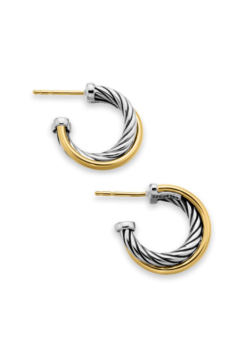 'Crossover' Extra-Small Hoop Earrings with Gold, Alternate, color, TWO TONE