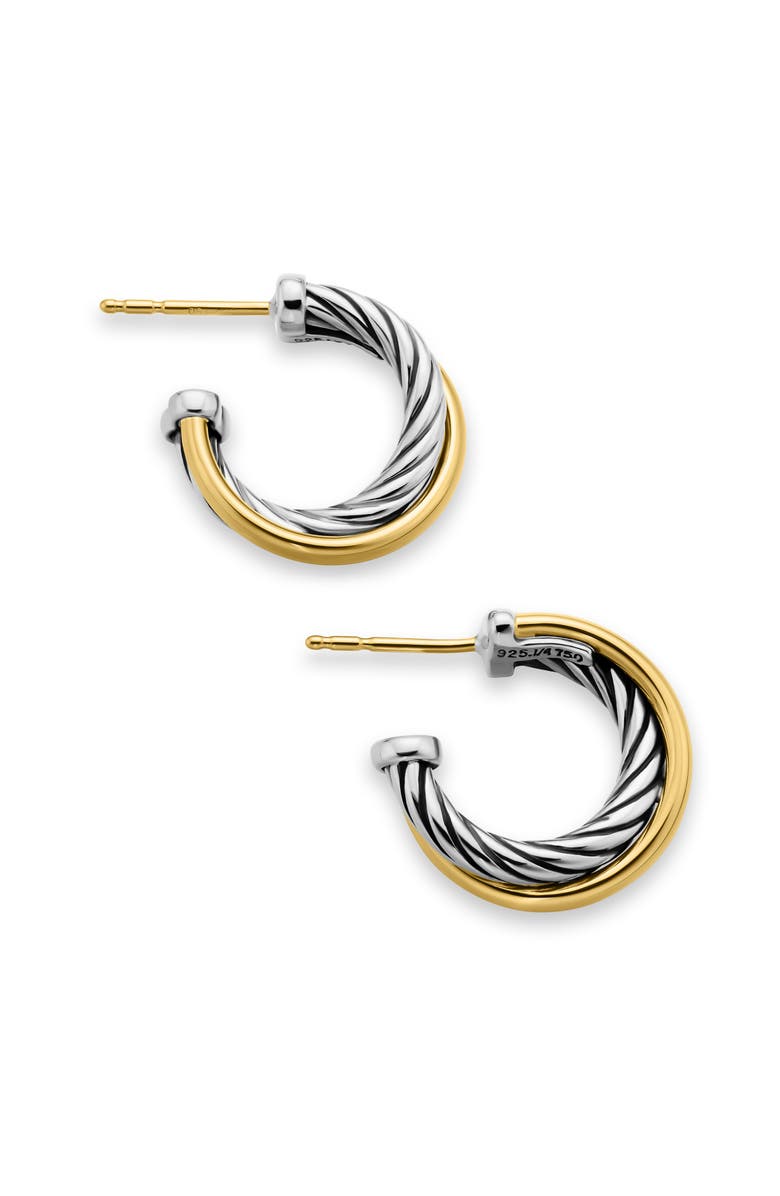 David Yurman 'Crossover' Extra-Small Hoop Earrings with Gold, Alternate, color, Two Tone