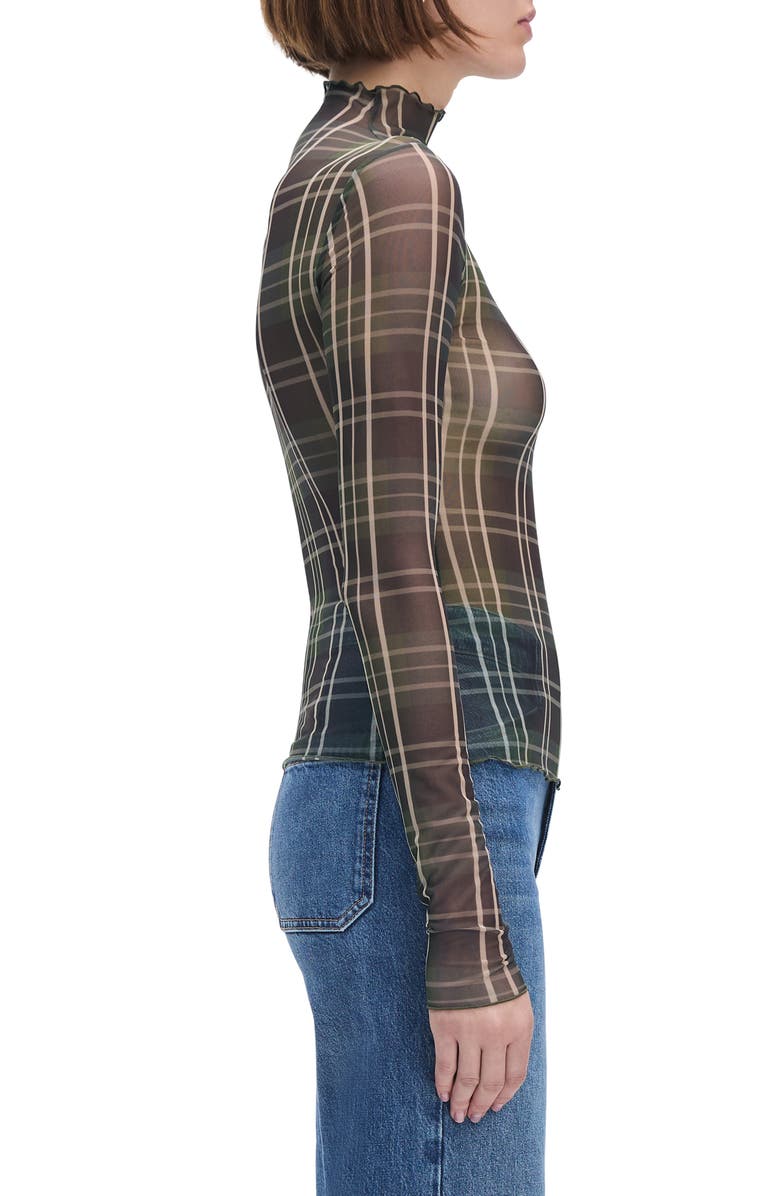Favorite Daughter The Sheer Fantasy Mock Neck Top, Alternate, color, Countryside Plaid