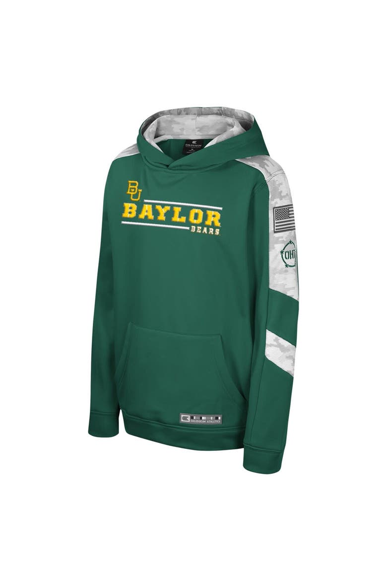 Youth Colosseum Green Baylor Bears OHT Military Appreciation Cyclone Digital Camo Pullover Hoodie, Alternate, color, Green