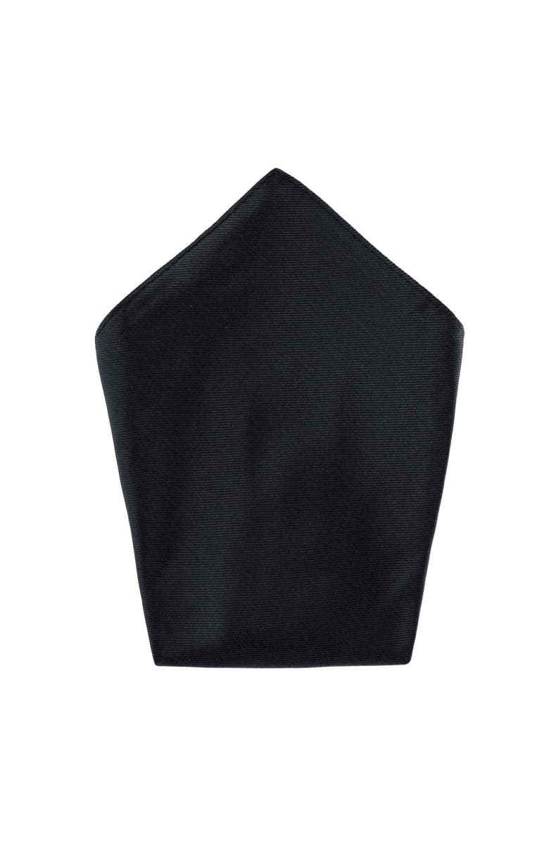Trafalgar The Gatsby 12 inch Solid Silk Pocket Square, Main, color, Black