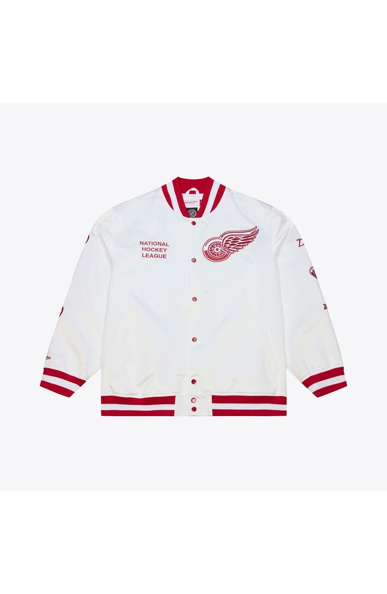 Mitchell & Ness Men's Mitchell & Ness White Detroit Red Wings Arctic Lightweight Satin Full-Snap Jacket, Main, color, White