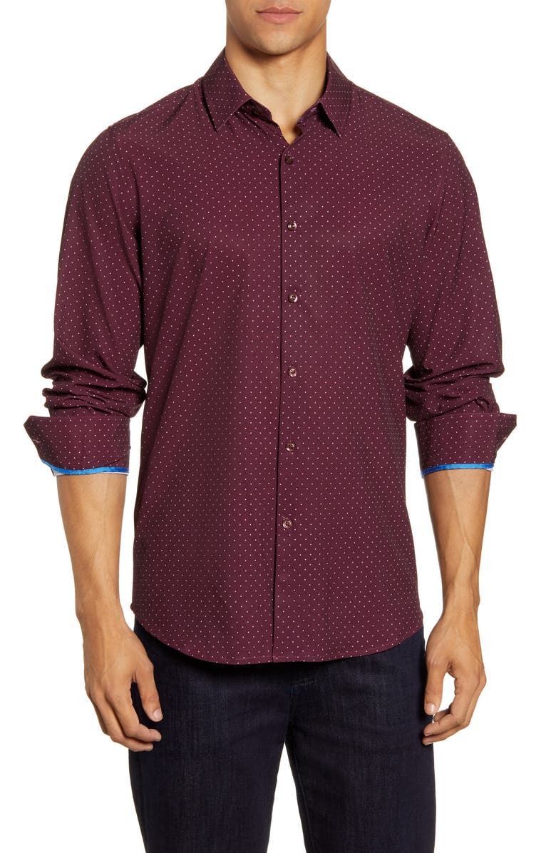 MOVE Performance Apparel Dot Button-Up Shirt, Main, color, 