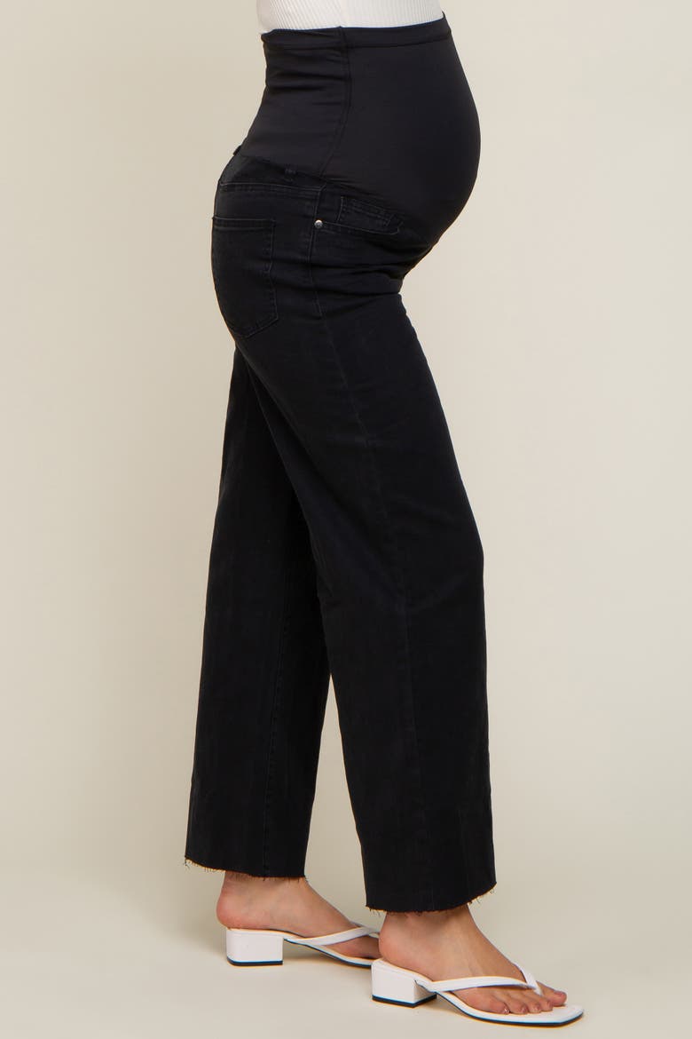 Wide Leg Raw Hem Maternity Jeans, Alternate, color, Black