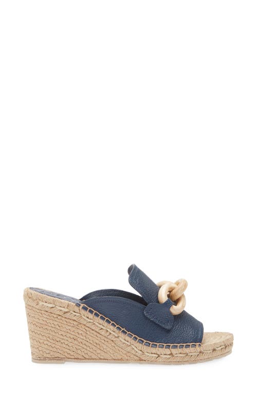 Shop Pedro Garcia Oliveta Wedge Sandal In Navy Petit Grain