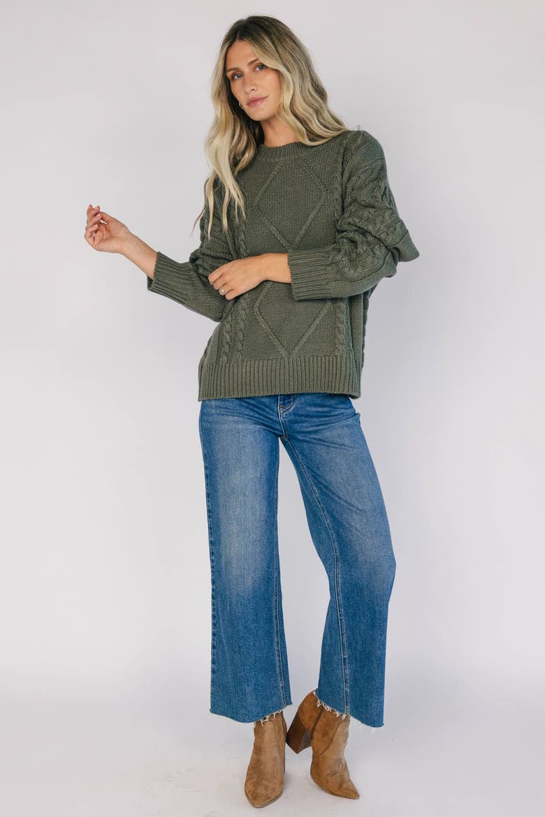 Mona Knit Sweater, Alternate, color, Olive