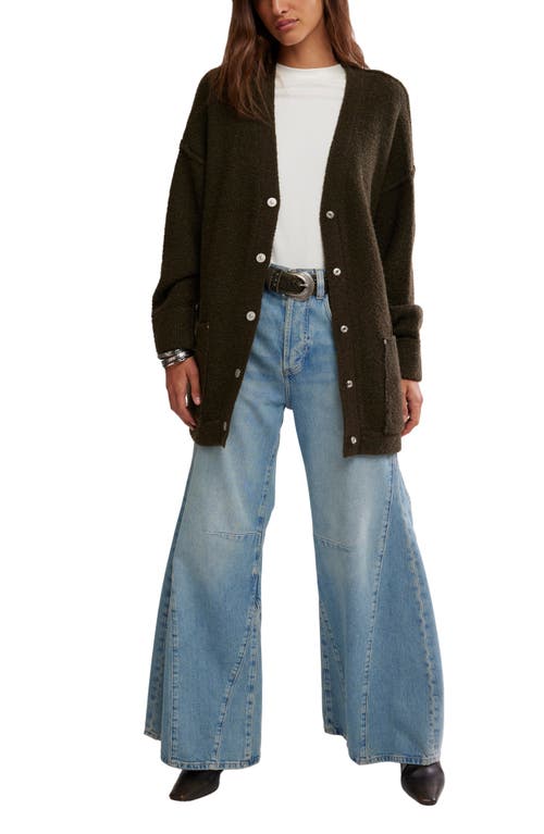 Free People Wtf Blazing Snap Front Knit Cardigan In Green