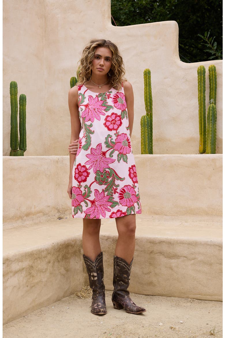 Zephyr Floral Shift Dress, Alternate, color, PINK IBIZA