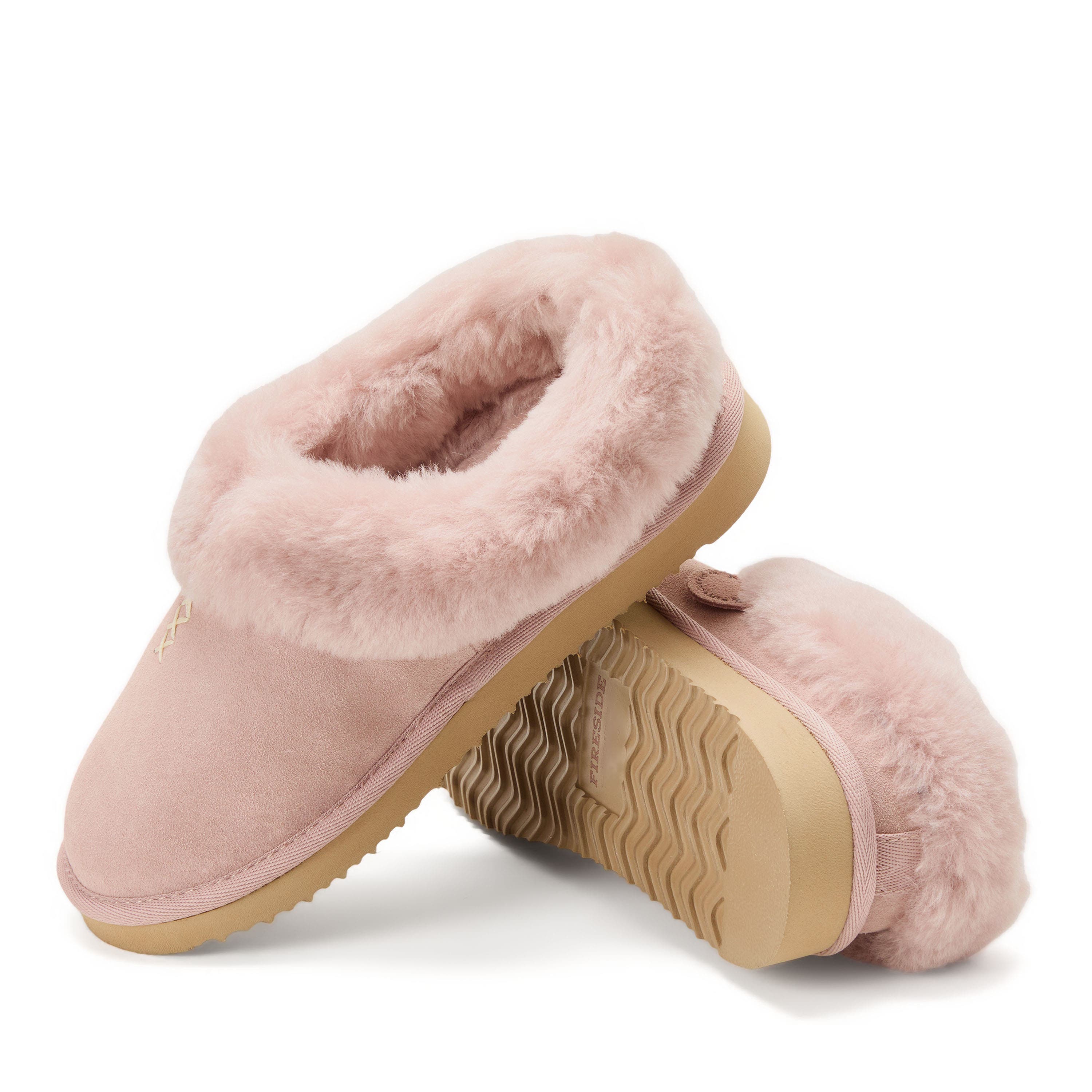 DEARFOAMS Fireside Adelaide Genuine Shearling Clog Slipper, Alternate, color, Dusty Pink