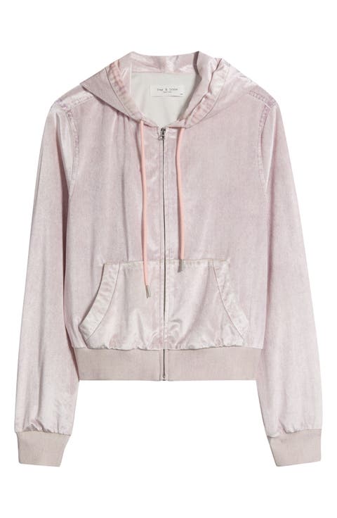 Miramar Velvet Zip Front Hoodie