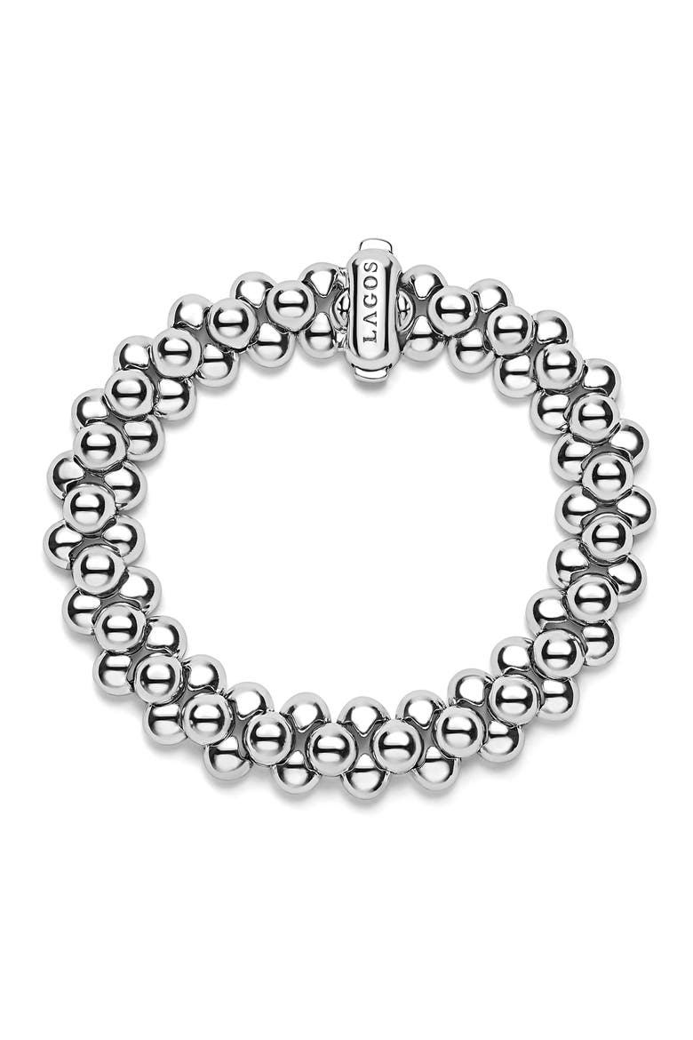 Caviar Bubbly Three-Row Beaded Statement Bracelet, Alternate, color, STERLING SILVER