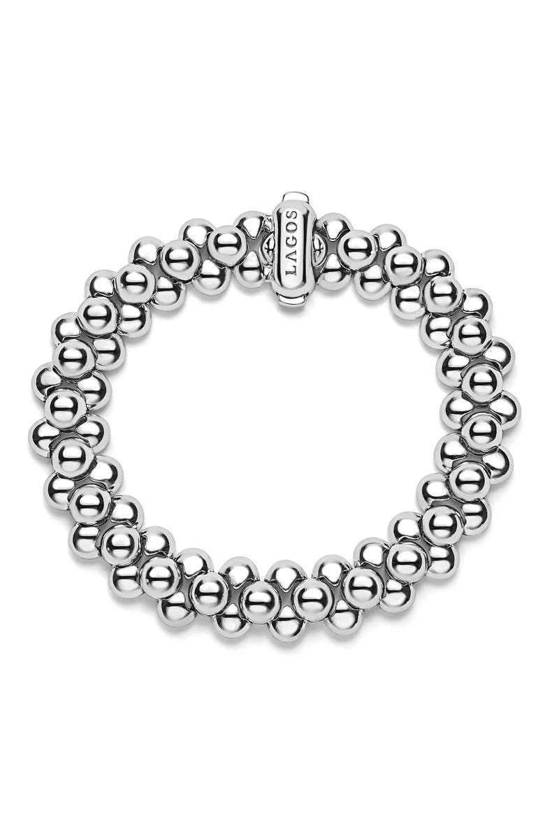 LAGOS Caviar Bubbly Three-Row Beaded Statement Bracelet, Alternate, color, Sterling Silver
