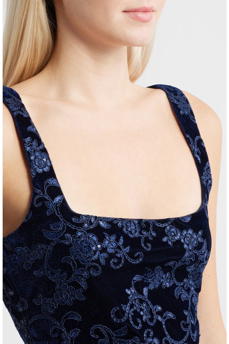Sequin Sleeveless Velvet Dress, Alternate, color, NAVY