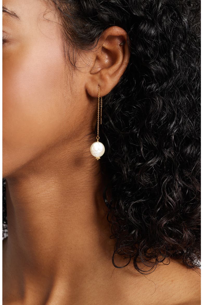 Brooklyn Freshwater Pearl Threader Earrings, Alternate, color, GOLD