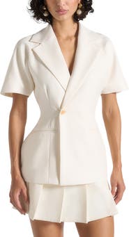 Manière De Voir Malika Double Breasted Short Sleeve Blazer