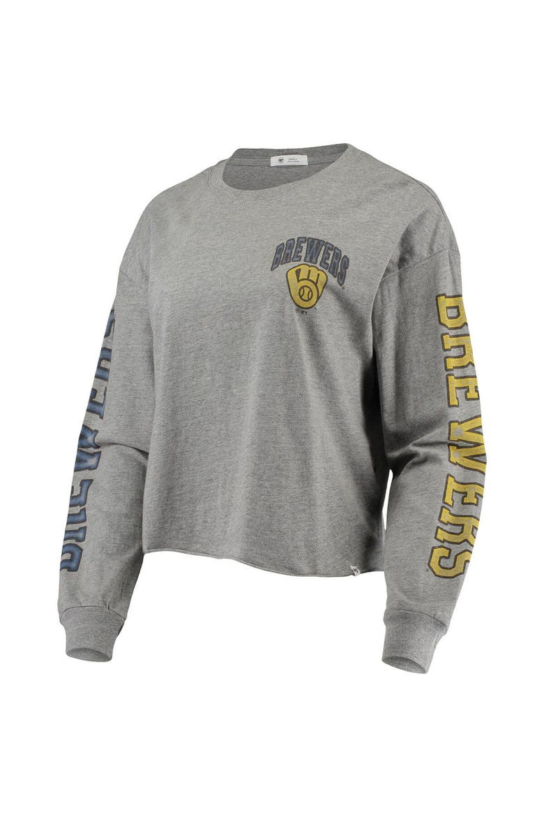 Women's '47 Heathered Gray Milwaukee Brewers Ultra Max Parkway Long Sleeve T-Shirt, Alternate, color, Heather Gray