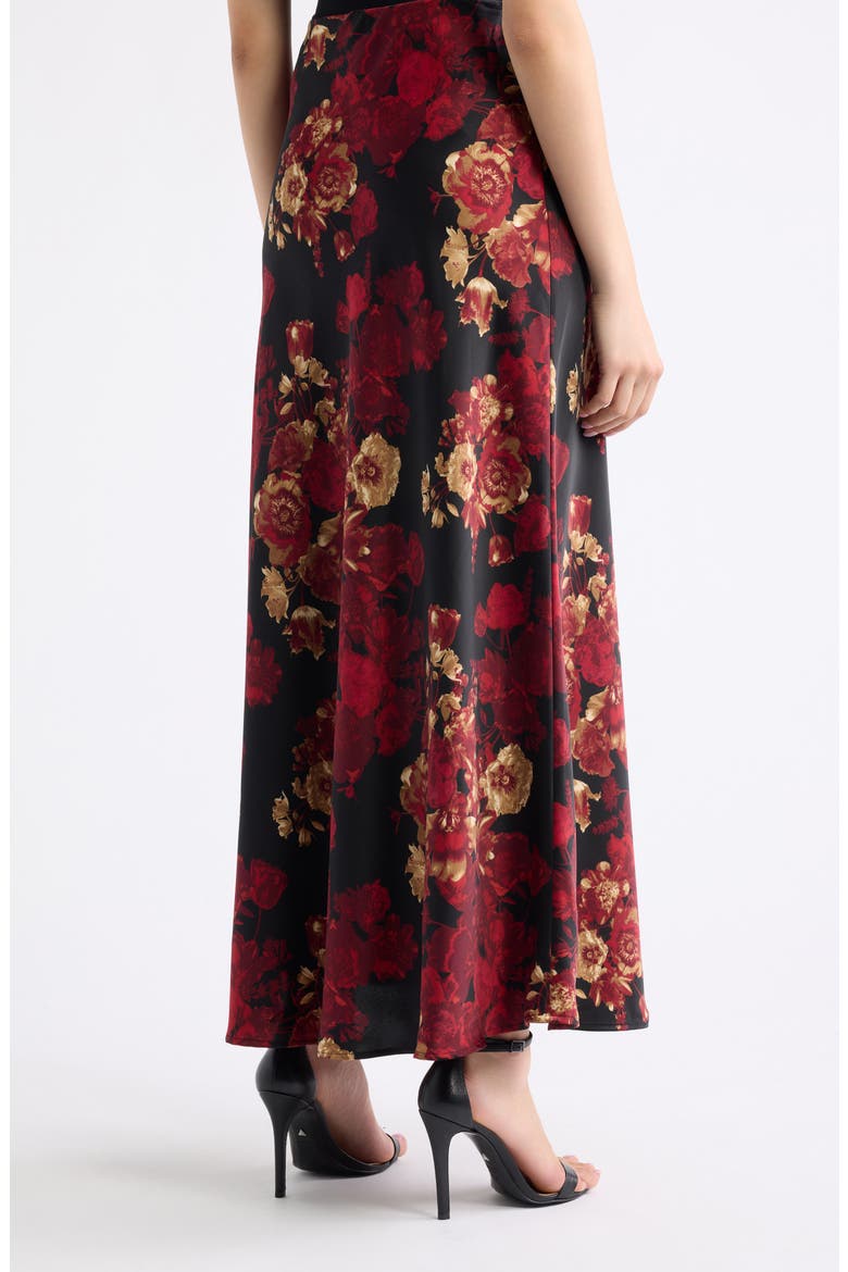 Bias Cut Flared Midi Skirt, Alternate, color, TITIAN RED MULTI
