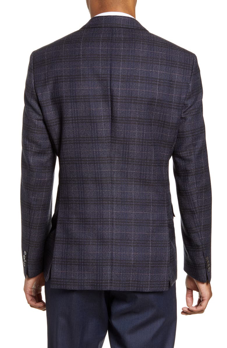 BOSS Hutsons Trim Fit Plaid Wool Sport Coat, Alternate, color,