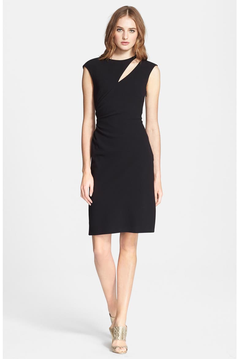 Shoulder Cutout Wool Dress, Main, color, BLACK