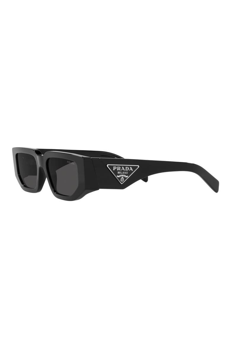 55mm Rectangular Sunglasses, Alternate, color, BLACK