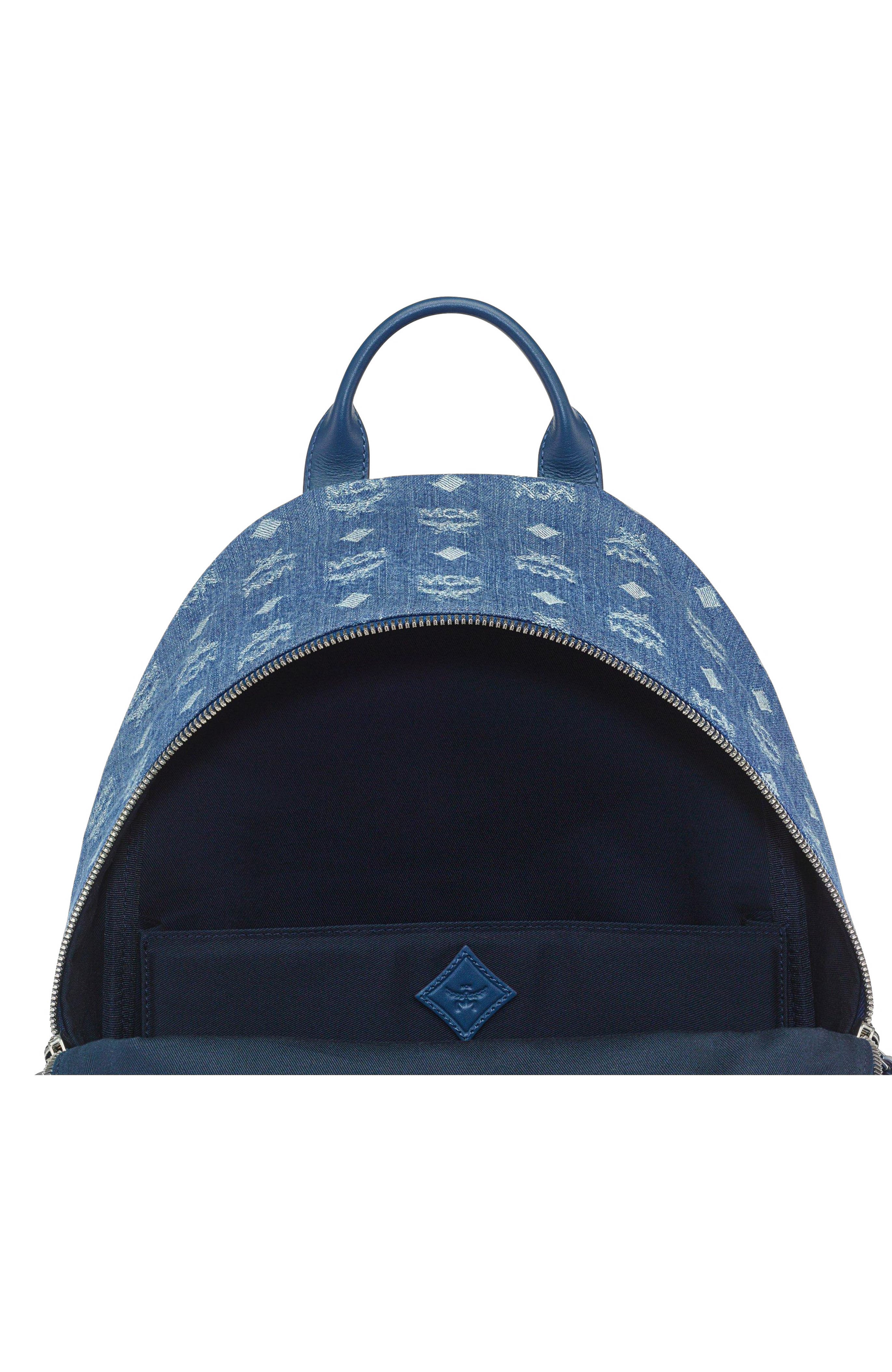 MCM Stark Backpack in Monogram Denim Jacquard, Alternate, color, 