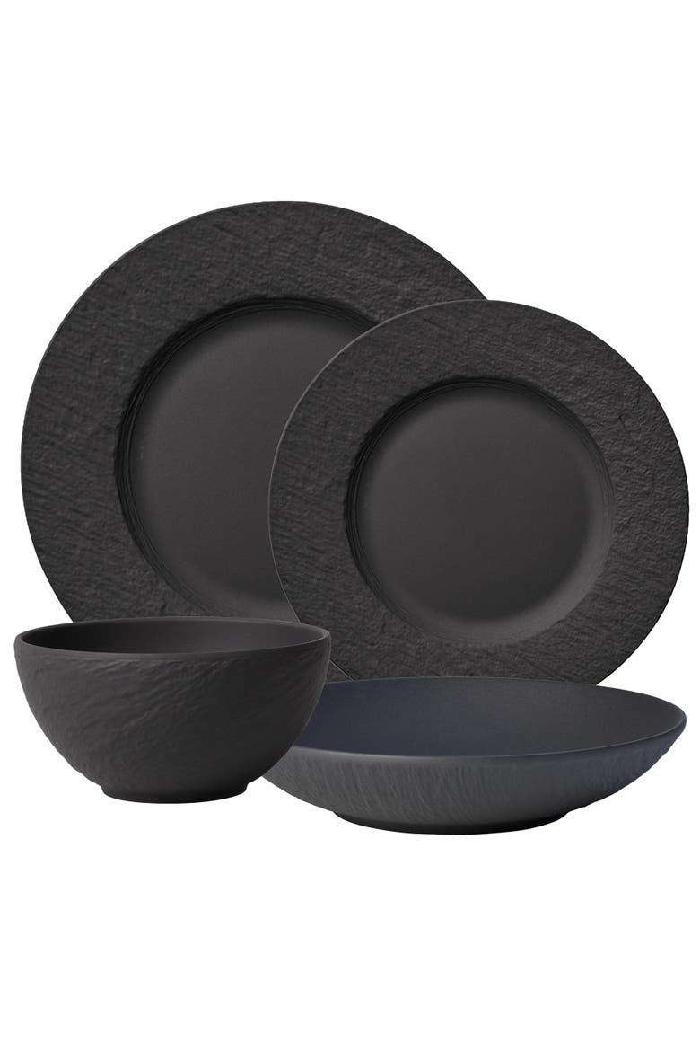 Manufacture Rock 4 Piece Plate Set, Alternate, color, black