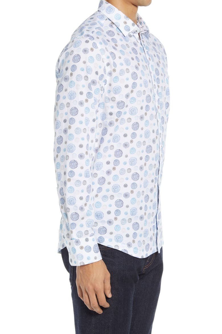 On Point Slim Fit Button-Up Shirt, Alternate, color, WHITE MEDALLION