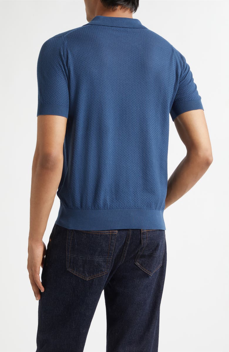 John Smedley Calun Textured Sea Island Cotton Polo, Alternate, color, Delft Blue