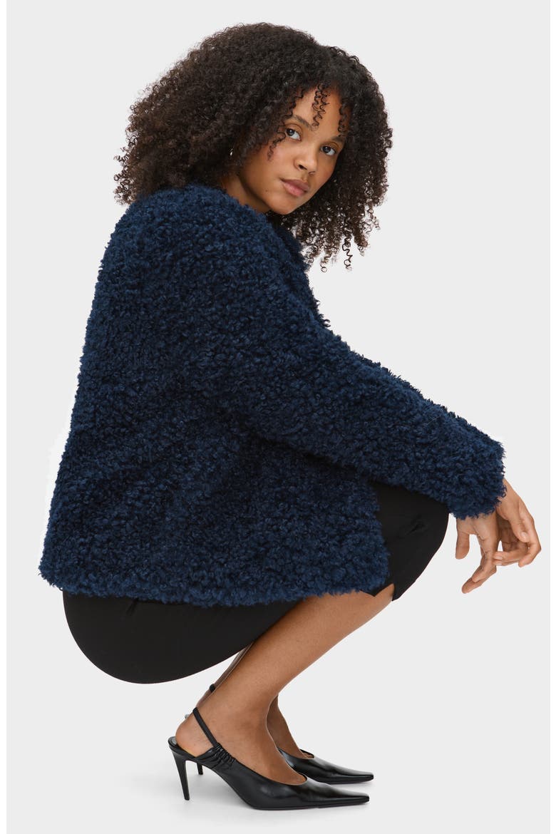 Francine Faux Shearling Jacket, Alternate, color, NAVY