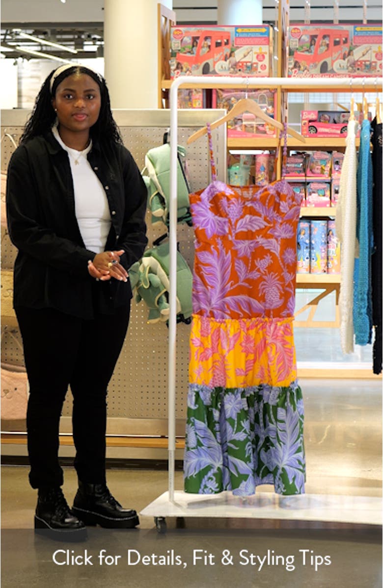 Tropical Swing Mix Cotton Midi Dress, sales video thumbnail