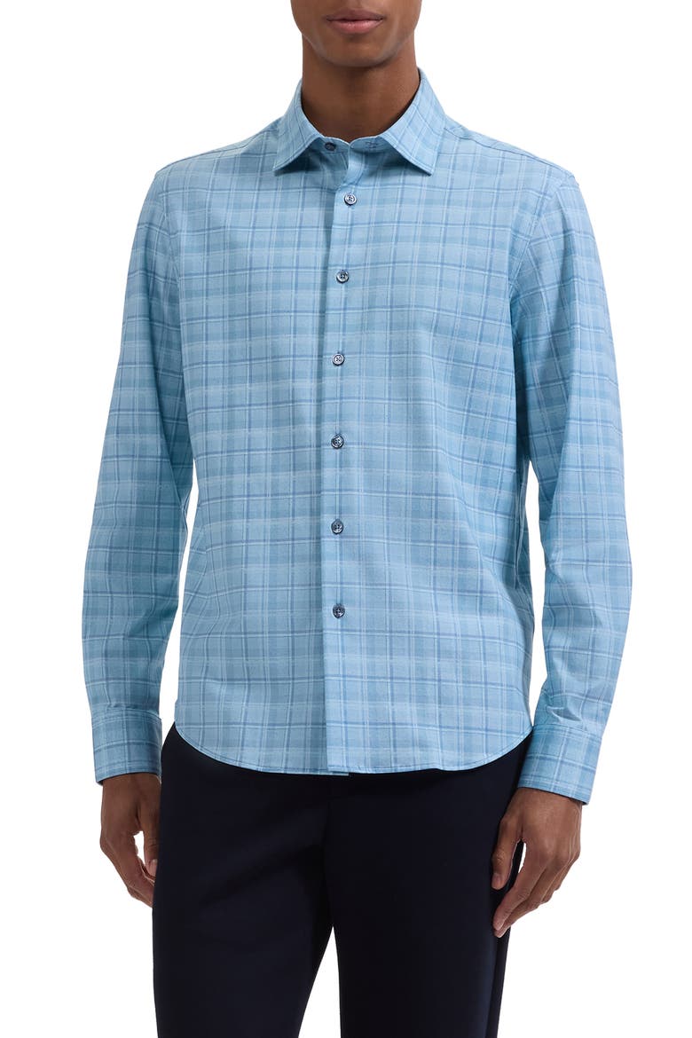 Jimmy OoohCotton® Plaid Button-Up Shirt, Main, color, TEAL